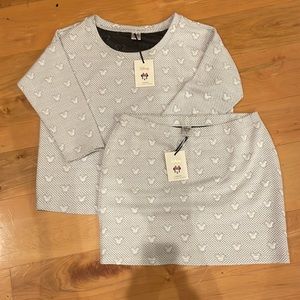 White Disney textured Minnie Mouse skirt and top set